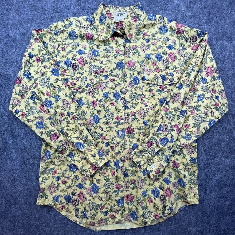VTG Henry Lehr Shirt Womens Large‎ Butter Yellow 70s Boho Grandma Romantic Boxy